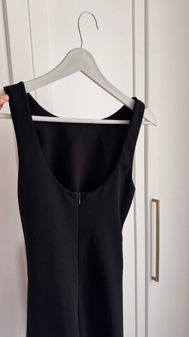 Siyah drapeli elbise - Görsel 4