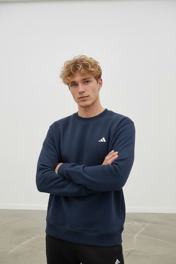 Adidas Lacivert Bisiklet Yaka Sweatshirt — görsel 3/3