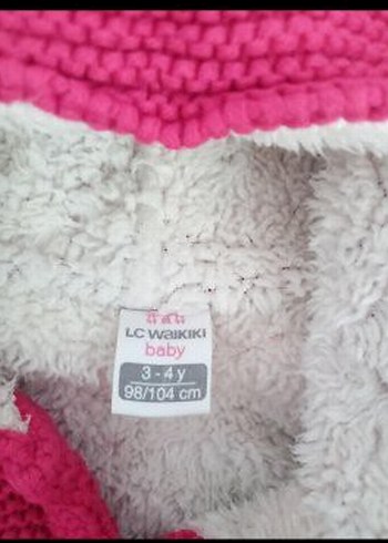 Kız Çocuk Pembe Kapüşonlu Örgü Hırka - Görsel 3