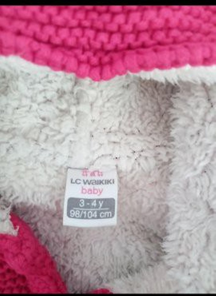 Kız Çocuk Pembe Kapüşonlu Örgü Hırka - Görsel 3