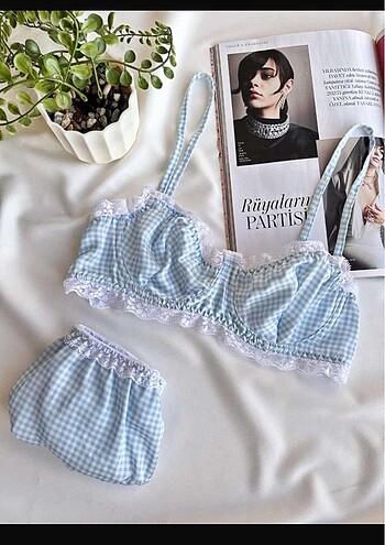 Pinterest model mavi sütyen takımı