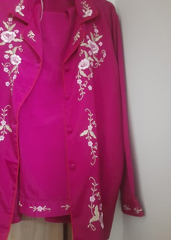 Nakışlı Pembe Uzun Kadın Sabahlık - Görsel 3