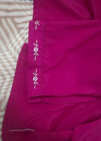 Nakışlı Pembe Uzun Kadın Sabahlık - Görsel 5