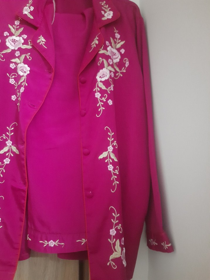 Nakışlı Pembe Uzun Kadın Sabahlık - Görsel 3