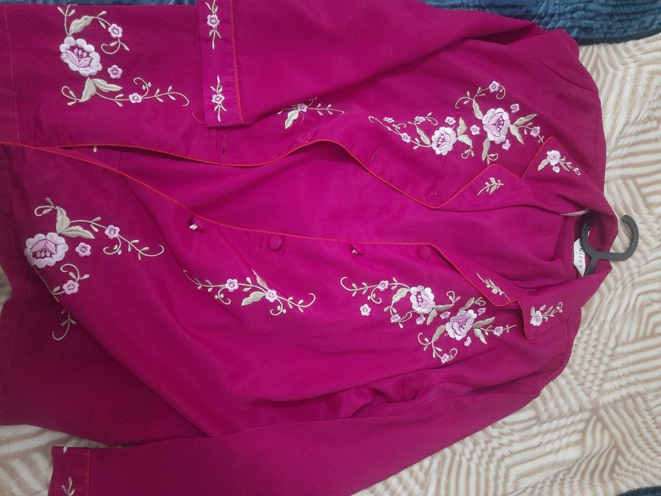 Nakışlı Pembe Uzun Kadın Sabahlık - Görsel 4