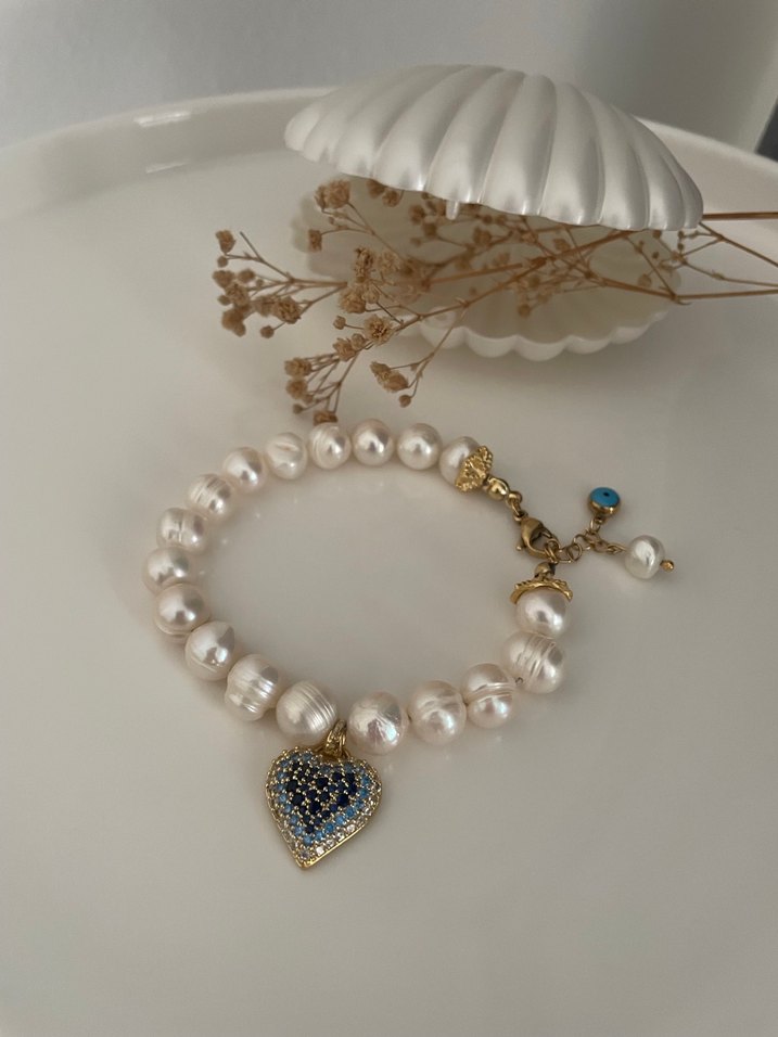 Doğal İnci Tasarım Bileklik & Midye Kutu - Görsel 4