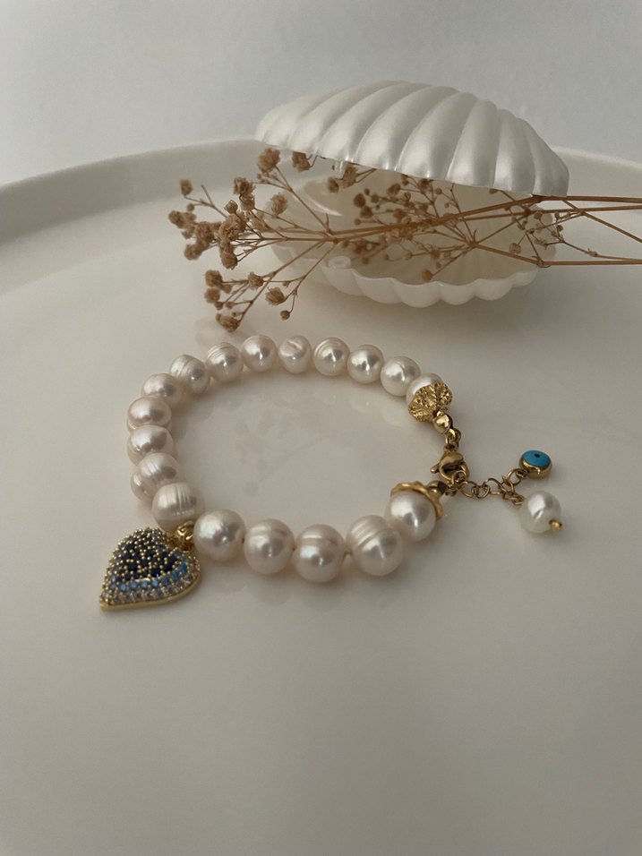 Doğal İnci Tasarım Bileklik & Midye Kutu - Görsel 2