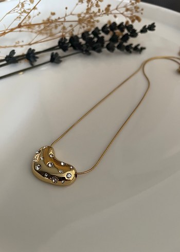 Çelik Taşlı Kalp Kolye - Görsel 2