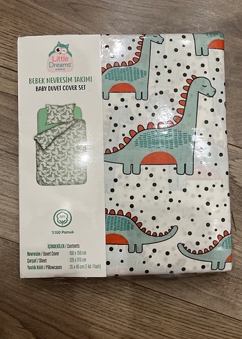 Yeşil Dinozor Desenli Bebek Nevresim Takımı - Görsel 2