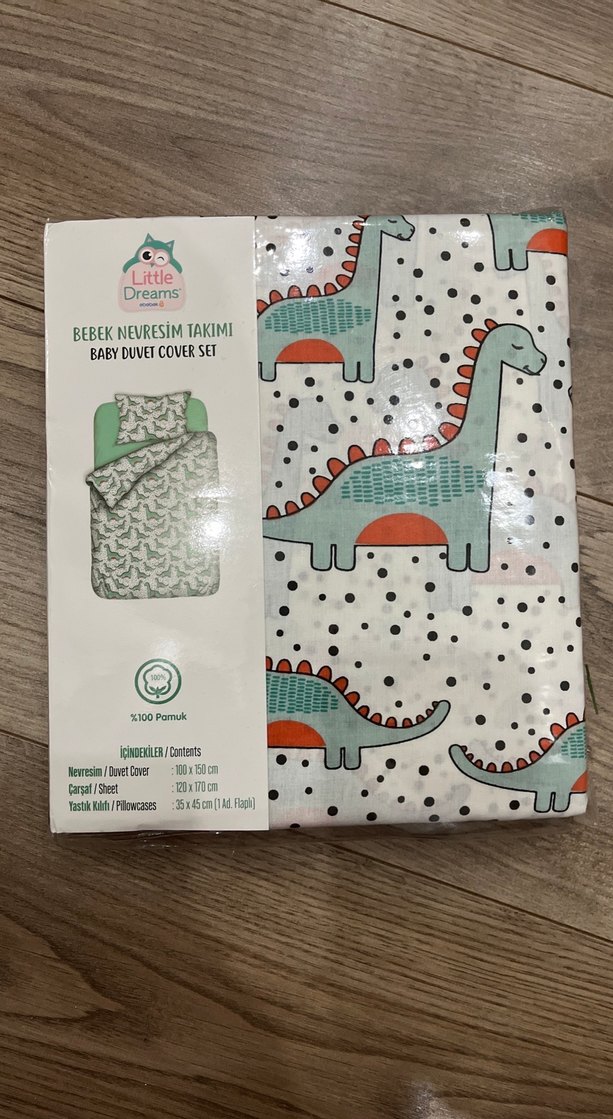 Yeşil Dinozor Desenli Bebek Nevresim Takımı - Görsel 2