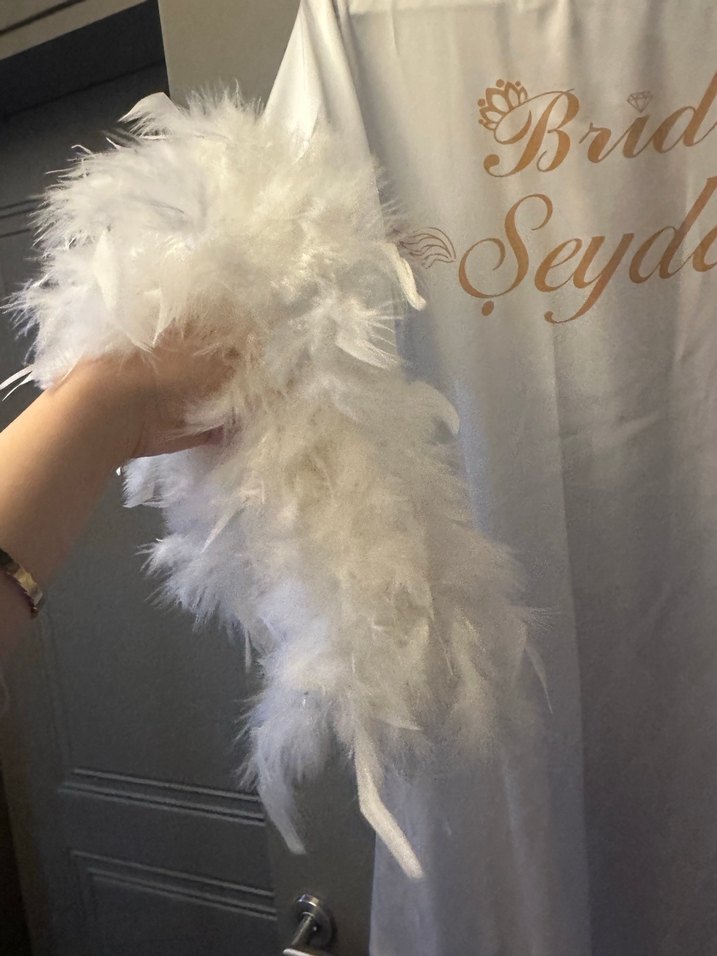 Beyaz  Uzun Kollu Kadın Sabahlık - Görsel 2