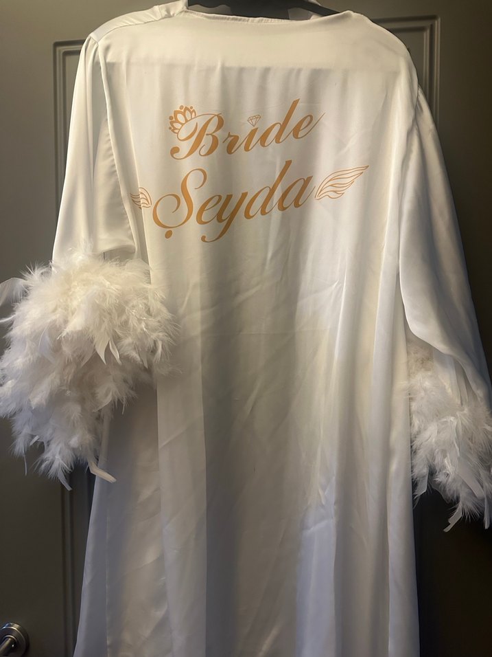 Beyaz  Uzun Kollu Kadın Sabahlık - Görsel 3