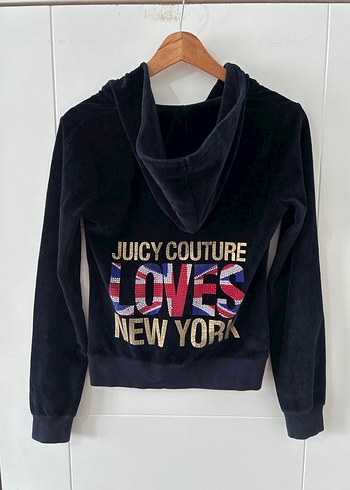 Juicy Couture Siyah Kapüşonlu Fermuarlı Üst