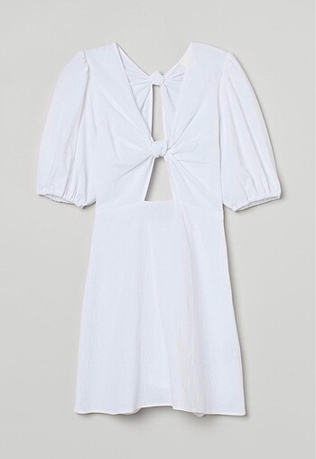 H&M Beyaz Pamuklu Elbise