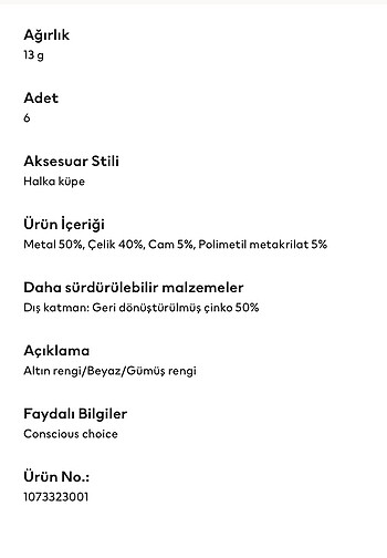 H&M 6lı Küpe Seti - Görsel 8