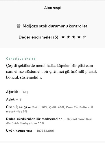 H&M 6lı Küpe Seti - Görsel 7