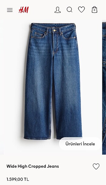 Yeni Sezon H&M Wide High Cropped Jean