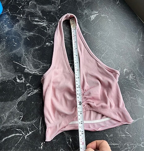 s Beden Halter Yaka Büzgülü Crop