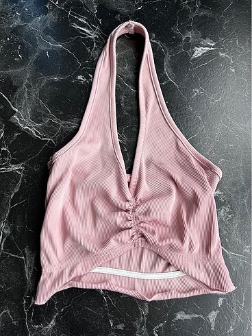 Halter Yaka Büzgülü Crop