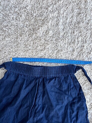 xs Beden lacivert Renk Zara Kuşaklı Keten Şort