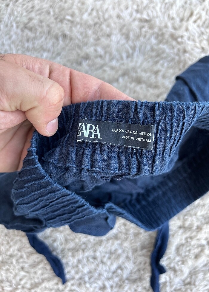 Zara Kuşaklı Keten Şort - Görsel 5