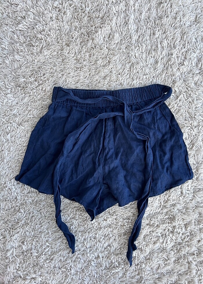 Zara Kuşaklı Keten Şort - Görsel 2