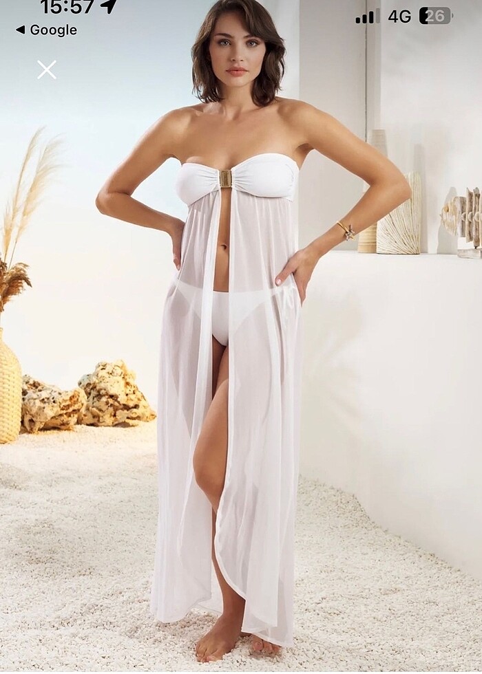 Pierre Cardin Straplez Tül Pareo - Görsel 3