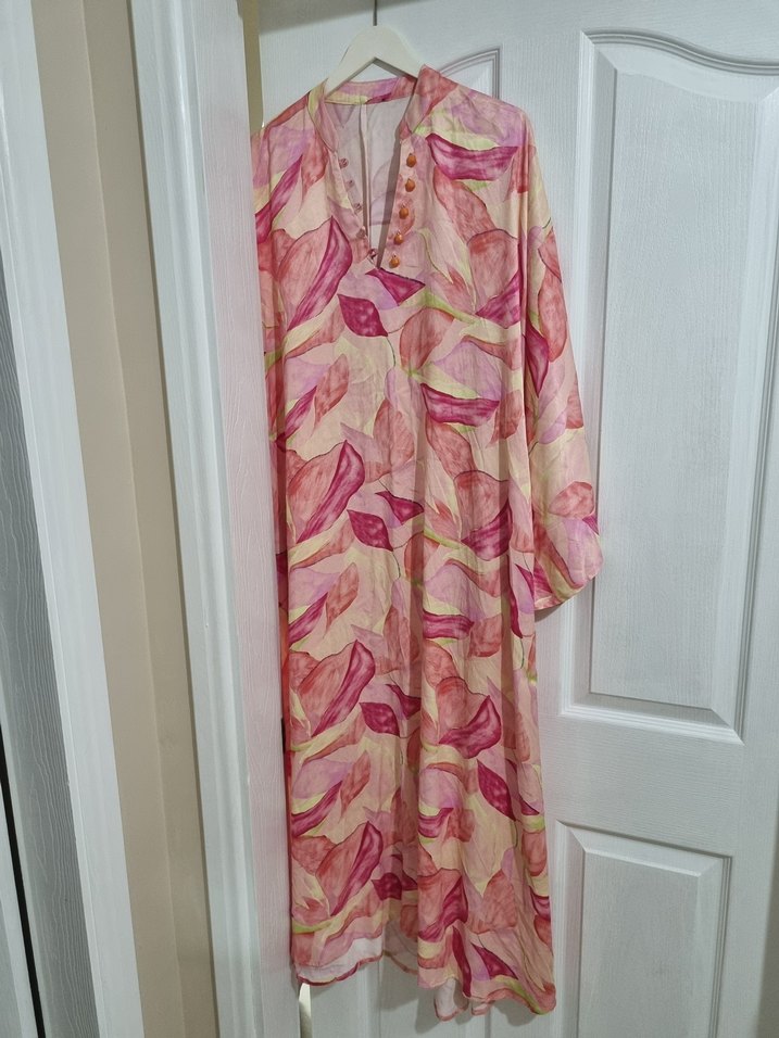 oxxo Pembe Uzun Salaş Bohem Elbise - Görsel 5