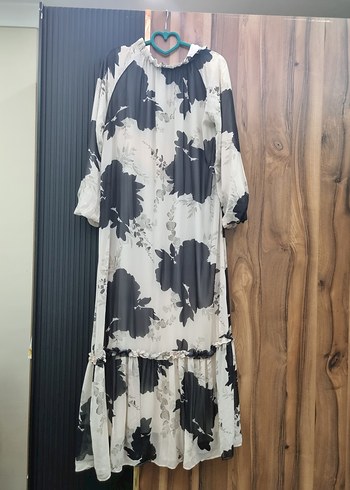 Bohem Uzun Salaş Siyah Beyaz Elbise - Görsel 2