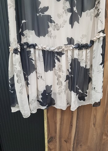 Bohem Uzun Salaş Siyah Beyaz Elbise - Görsel 3