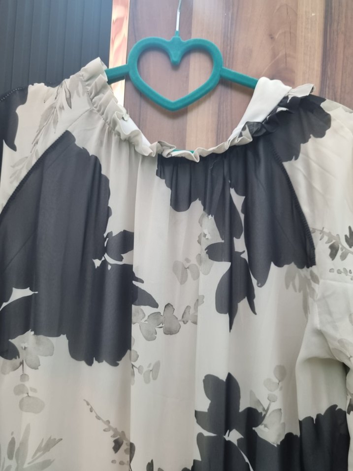 Bohem Uzun Salaş Siyah Beyaz Elbise - Görsel 4