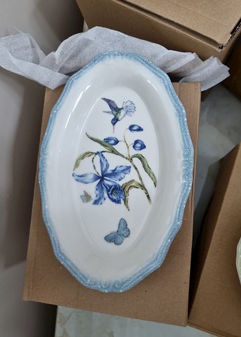 Çiçek ve Kelebek Desenli Seramik Tabak Seti - Görsel 6