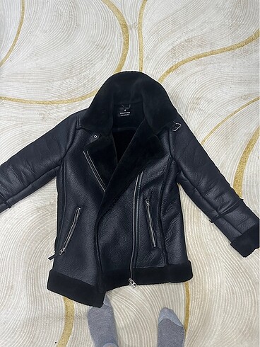 Stradivarius Stradivarius siyah biker kaban mont