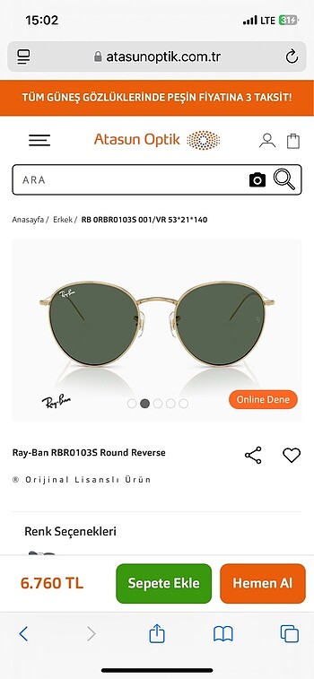 Orijinal rayban gözlük