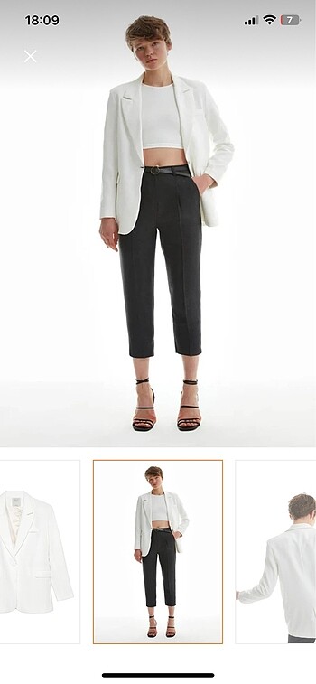 Stradivarius Beyaz keten blazer