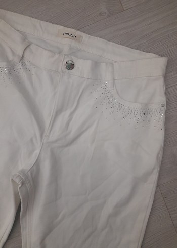 StreetOne Beyaz Normal Kesim Keten Kadın Pantolon
