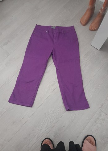 Mor Kumaş Kadın Pantolon Midi Boy