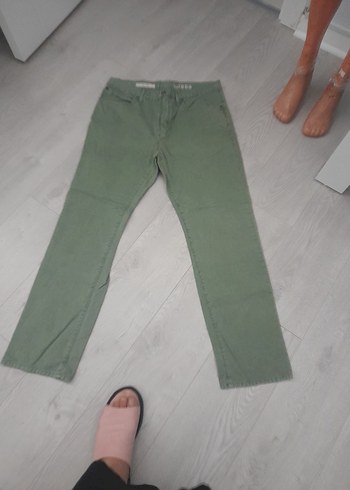 Erkek Yeşil Regular Fit Denim Pantolon