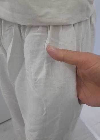 s Beden beyaz Renk krem Keten Rahat Kesim Kadın Pantolon