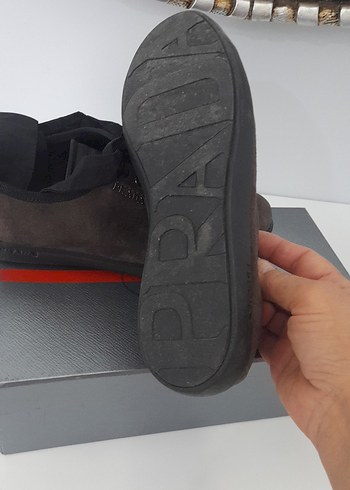 Prada orjinal Prada Kahverengi Süet Spor Ayakkabı