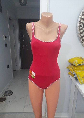 Kırmızı Mini İnce Askılı Kadın Mayo - Görsel 2