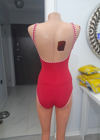 Kırmızı Mini İnce Askılı Kadın Mayo - Görsel 4