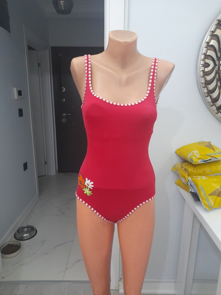 Kırmızı Mini İnce Askılı Kadın Mayo - Görsel 2