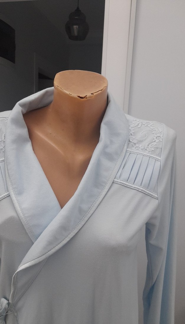 mavi Uzun Kollu Kadın sabahlik - Görsel 2