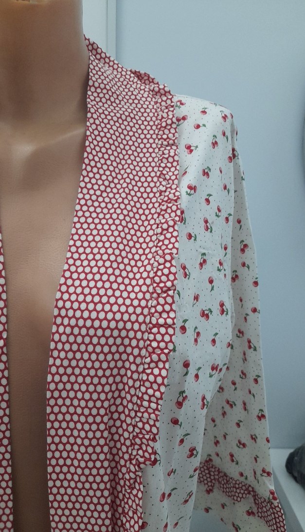 Bohem Beyaz Uzun Kollu Desenli Kadın  sabahlik - Görsel 2