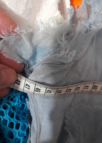 m Beden mavi Renk Fırfırlı Mavi Keten Uzun Elbise