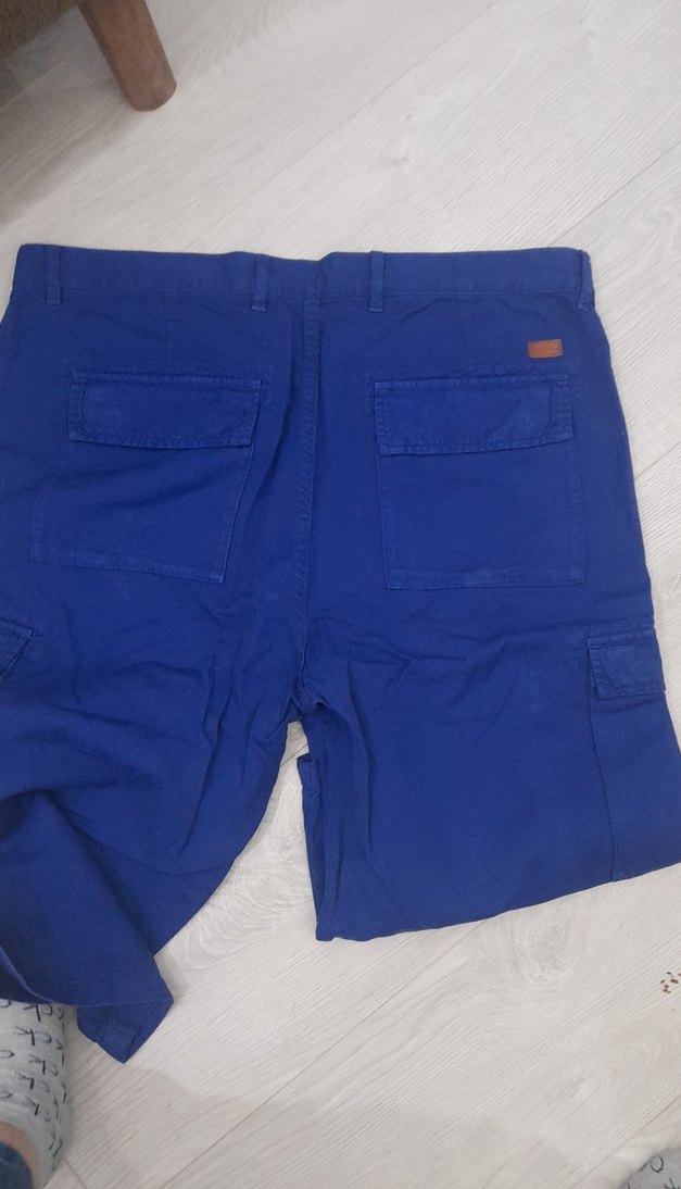 Erkek Mavi Kemerli Kısa Denim Şort - Görsel 2