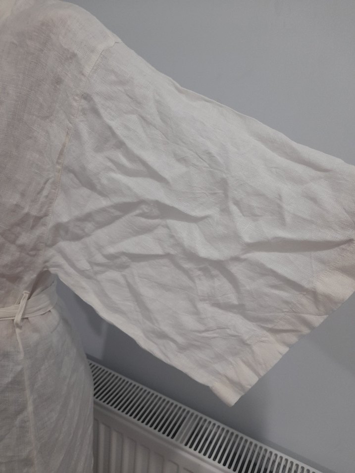 Beyaz Uzun Bohem Kadın kimona - Görsel 4