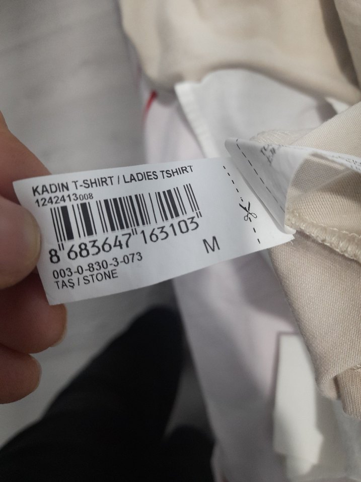 bej Kadın Kısa Kollu Pamuklu Tişört - Görsel 3