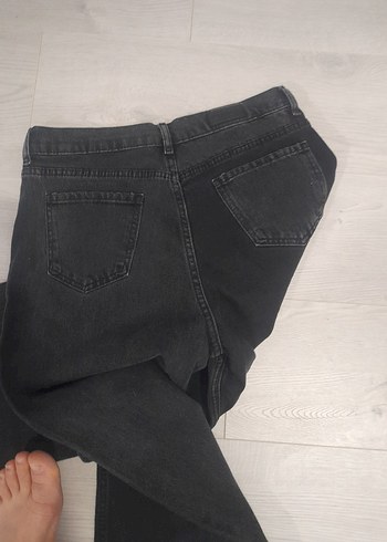 Siyah Bol Kesim Midi Kadın Kot Pantolon - Görsel 3